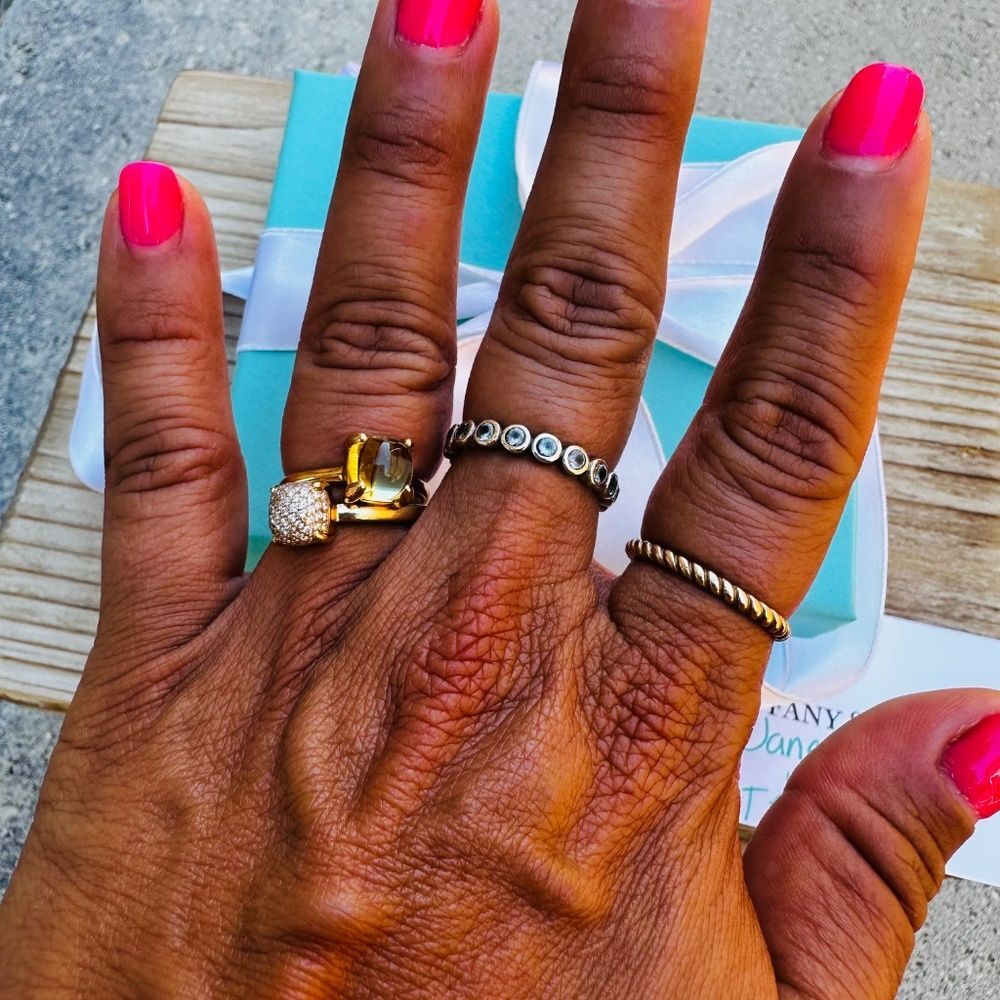 EXT RARE Tiffany & Co. 18k Lemon Quartz Paloma Picasso Sugar Stacks Ring, Sz 5